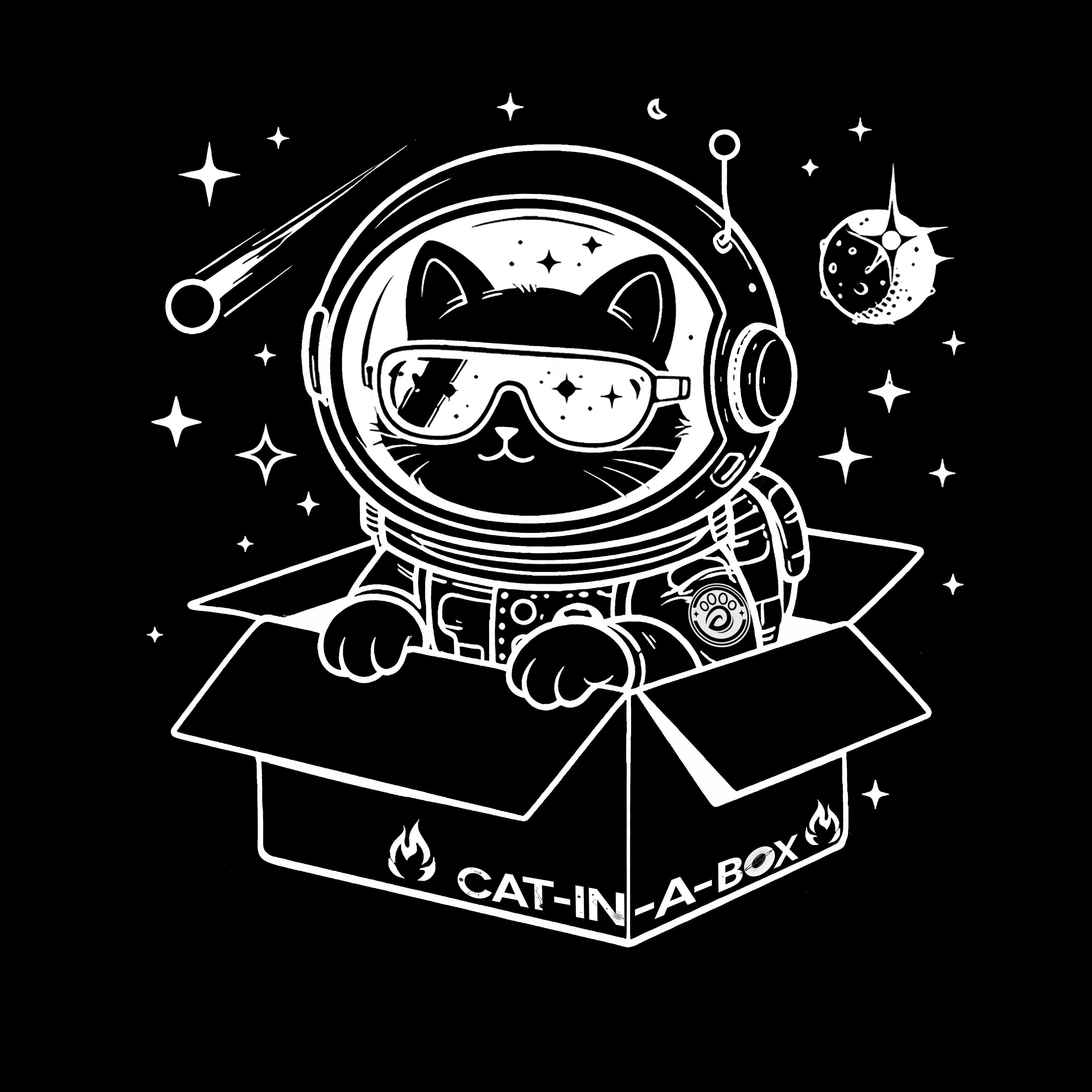 Cat-in-a-Box astronaut cat